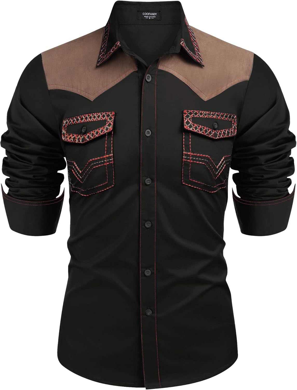 COOFANDY Men's Western Cowboy Shirt for Stylish Casual Wear
