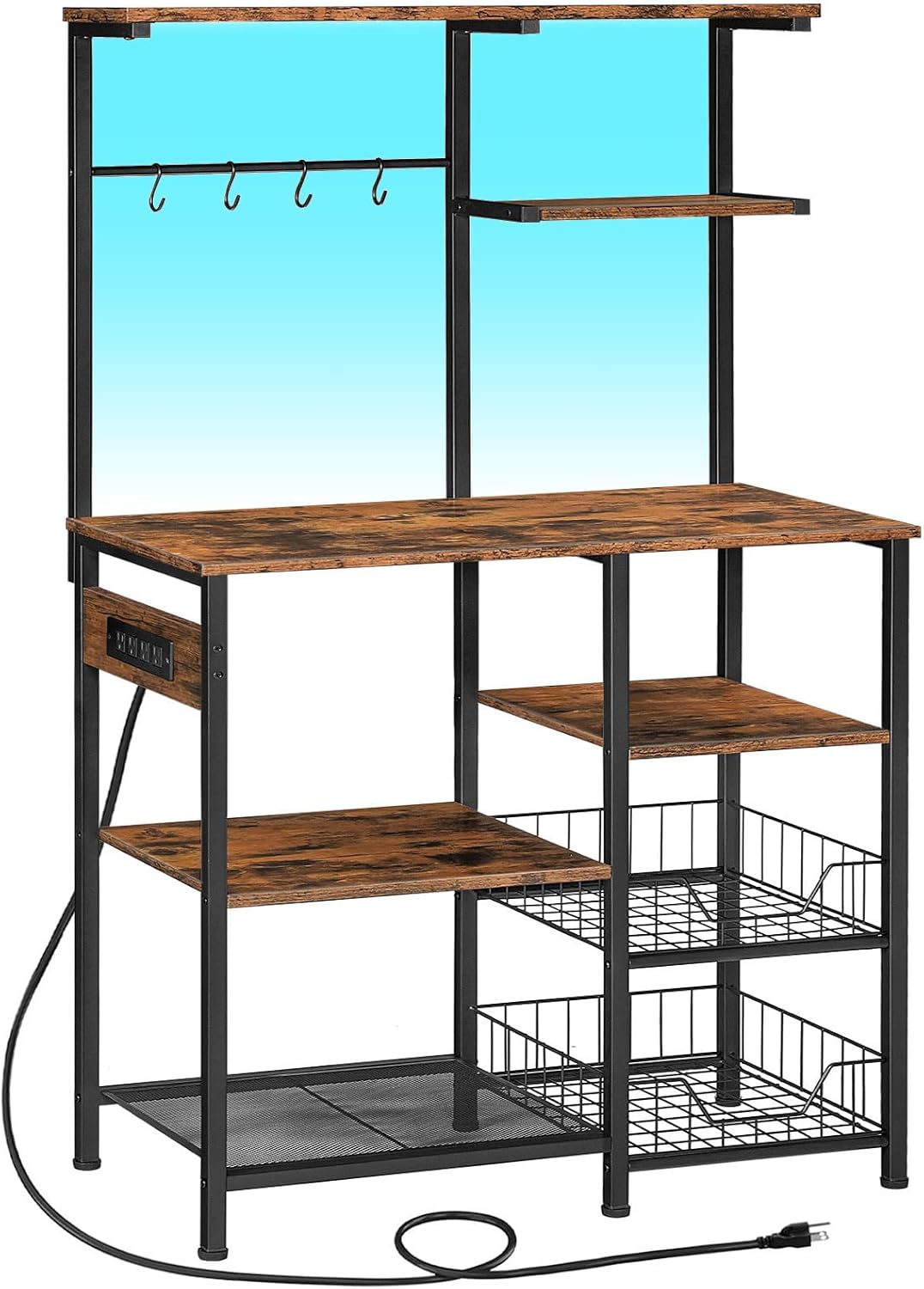 Rustic Kitchen Rack with Power Outlet