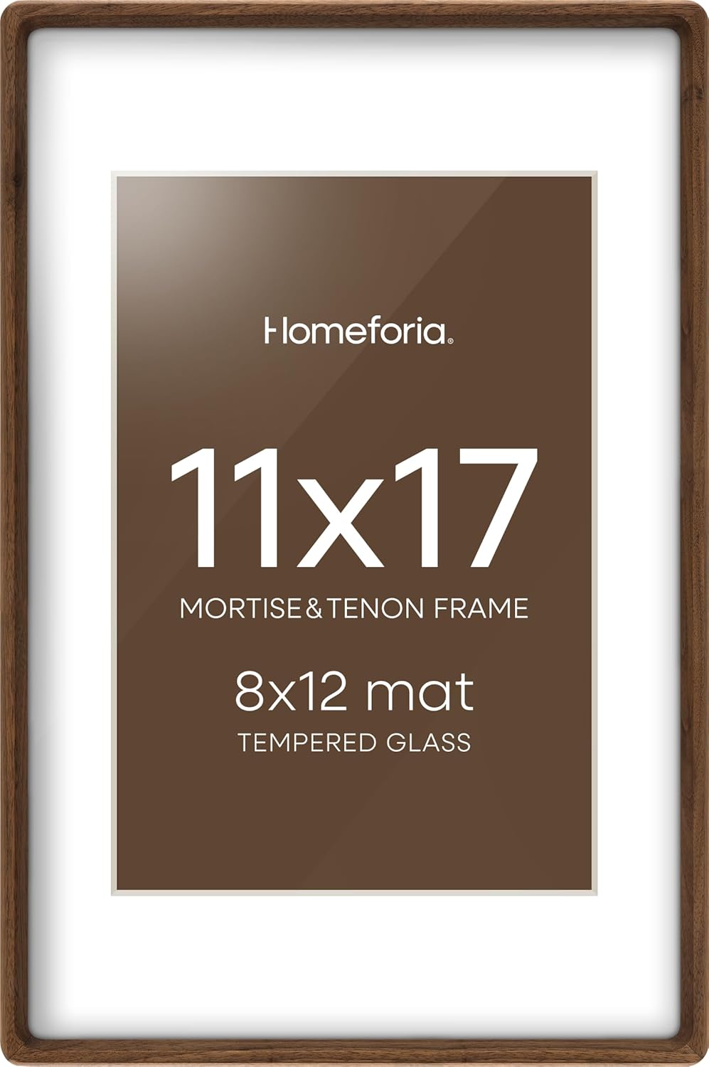 Homeforia 11x17 Picture Frame in Brown Wood for Wall Display
