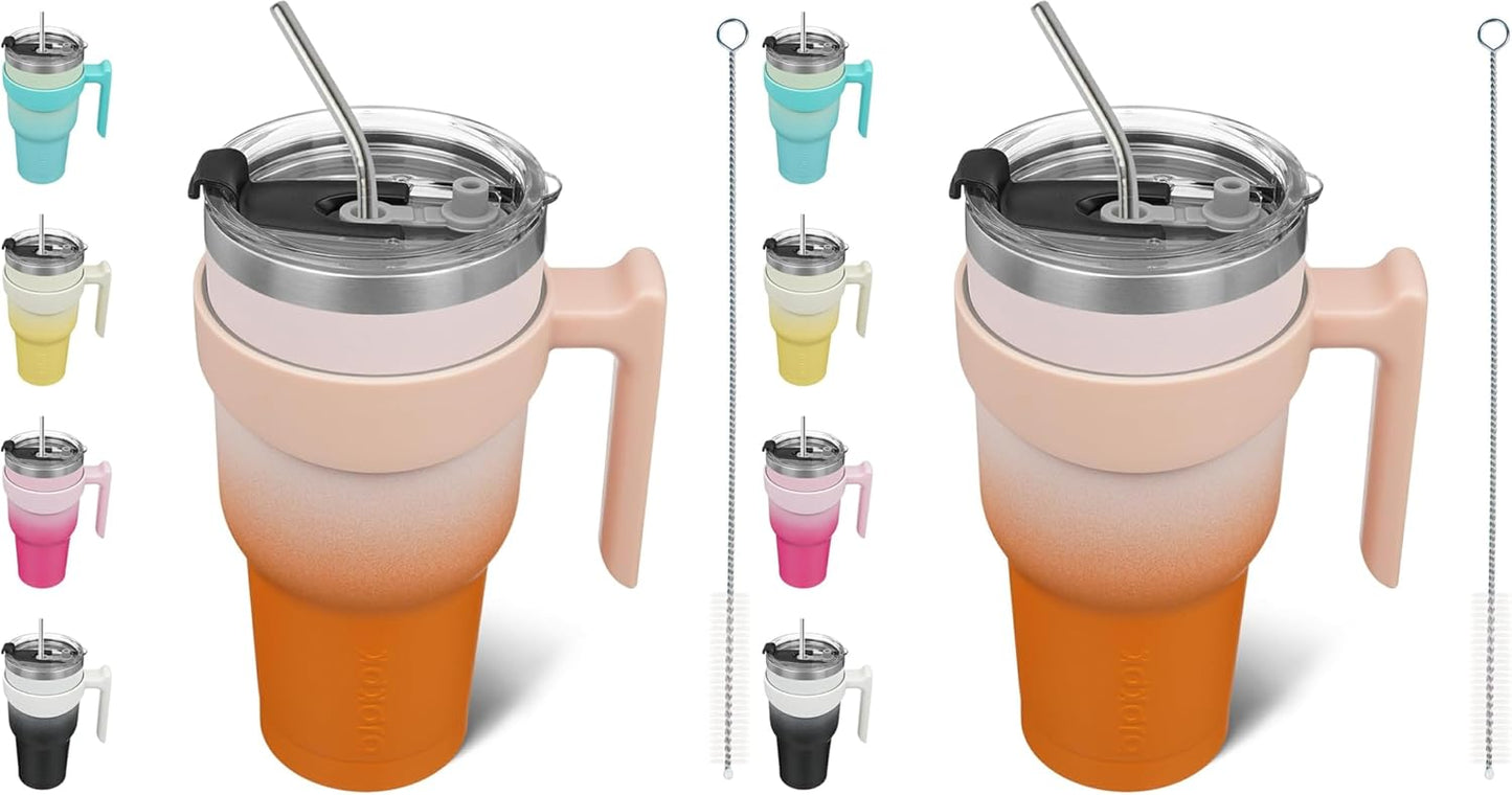 40oz Stainless Steel Tumbler With Handle And Straw - Coral