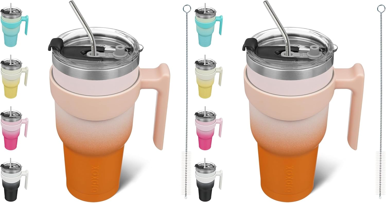 40oz Stainless Steel Tumbler With Handle And Straw - Coral