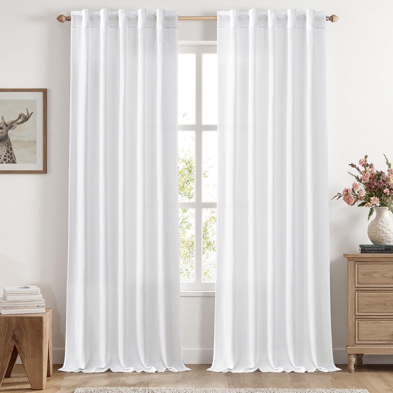 MIULEE Faux Linen Curtains 96 Inch Length for Elegant Spaces