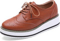 DADAWEN Women's Platform Lace-Up Wingtips Square Toe (Style YXKK)