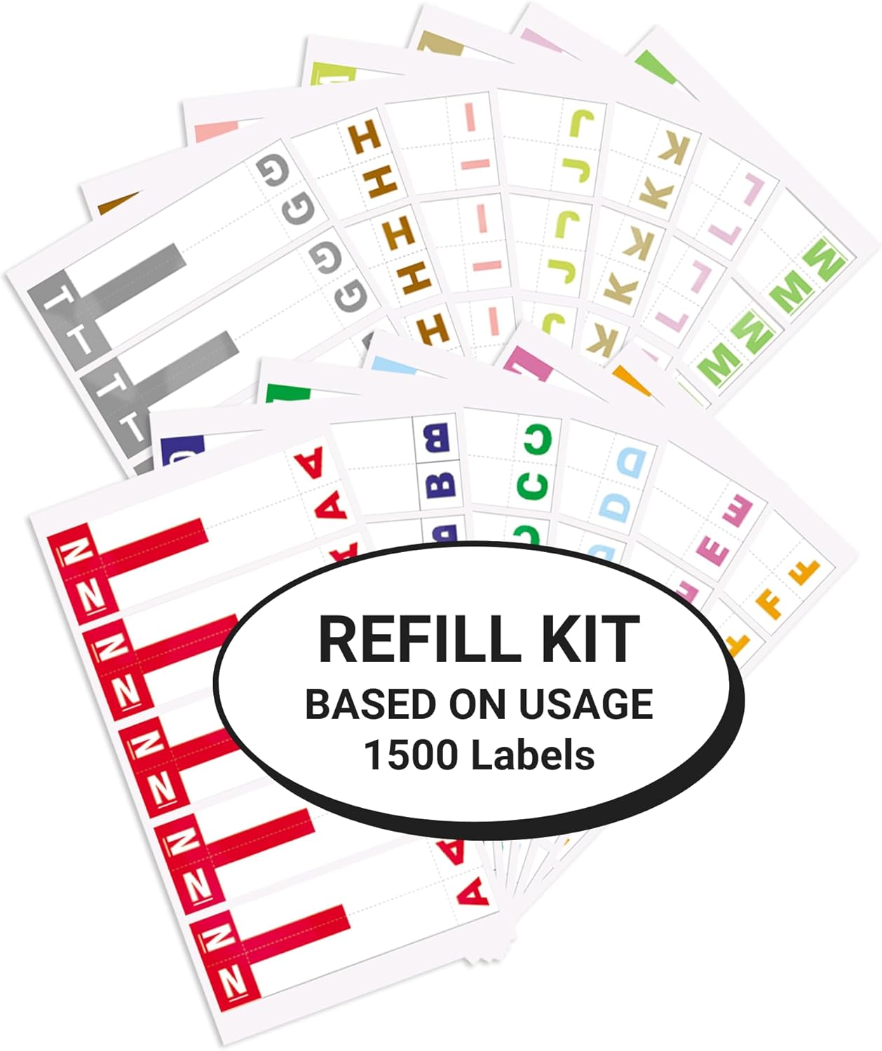 Alphabet Labels for File Folders Refill Kit - 1500 Stickers