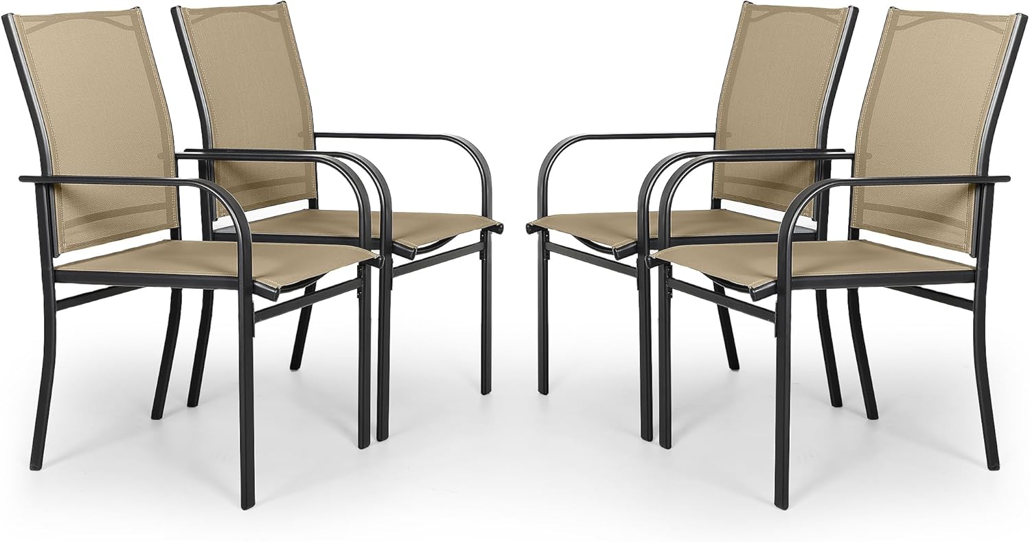 Outdoor Wrought Iron Dining Chairs Set of 4 for Patio Use