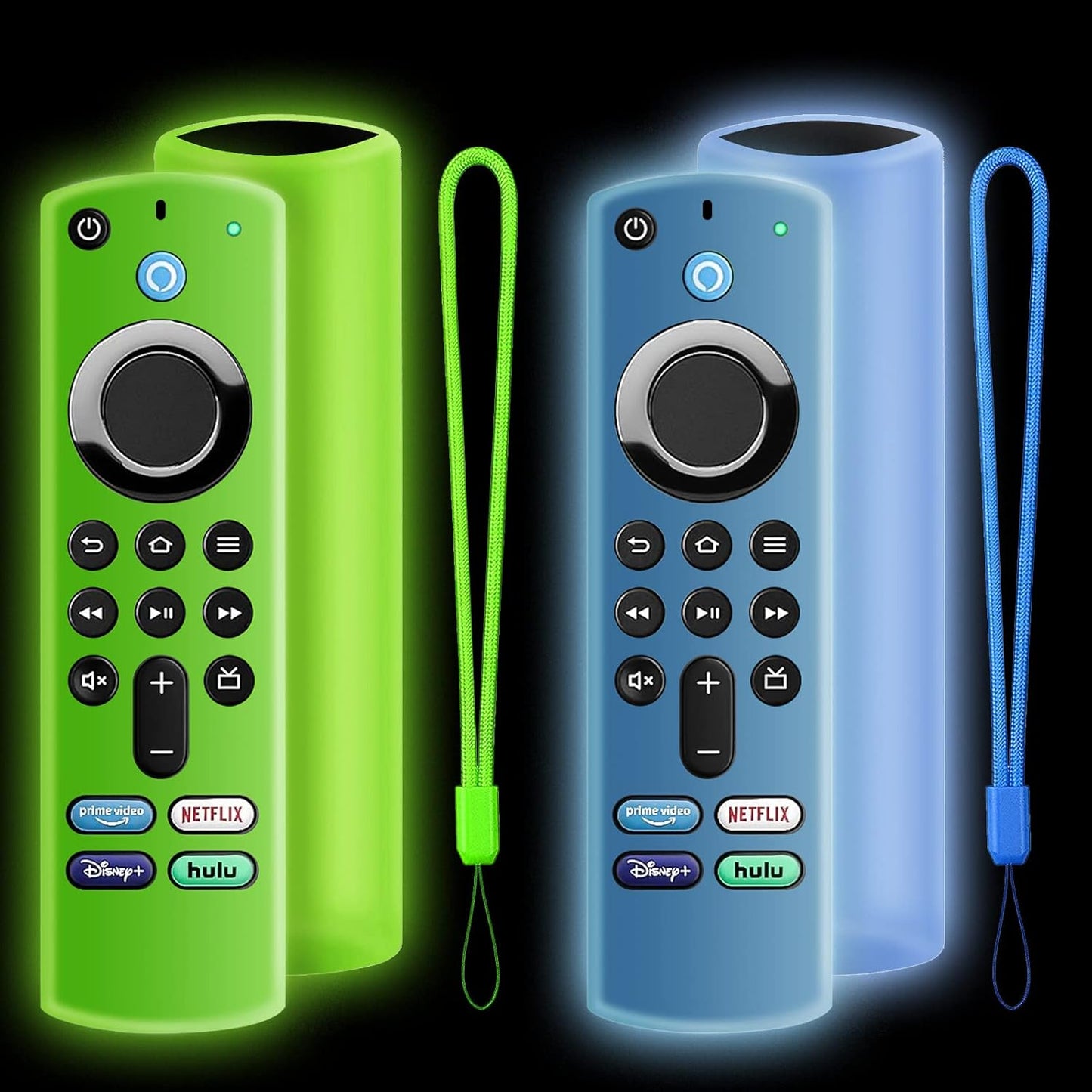Sky Blue & Green Glow Remote Covers for Firestick 4K Max [2-Pack] 