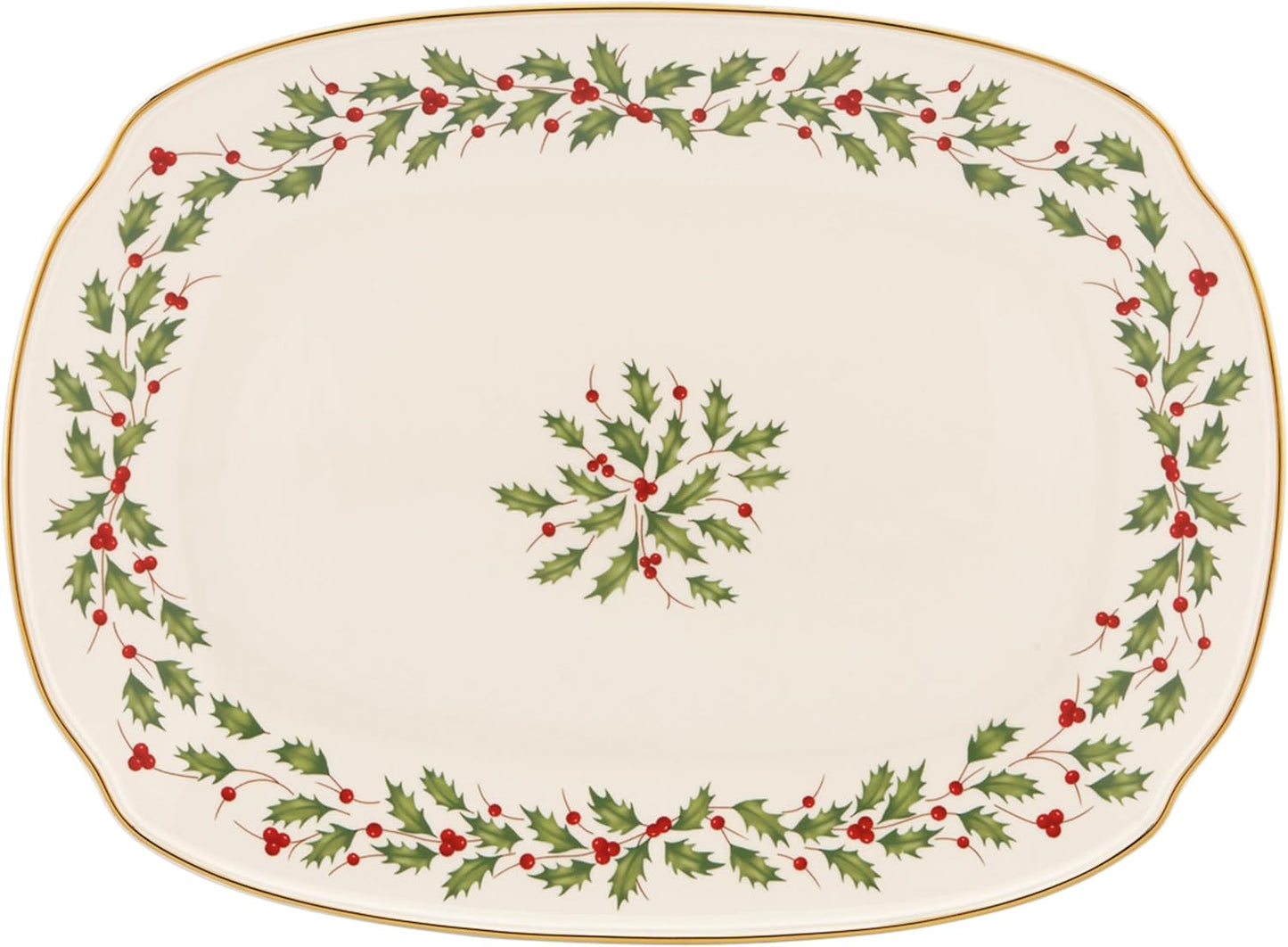 Lenox Holiday Serving Platter, Oval 15.25-Inch Porcelain Design