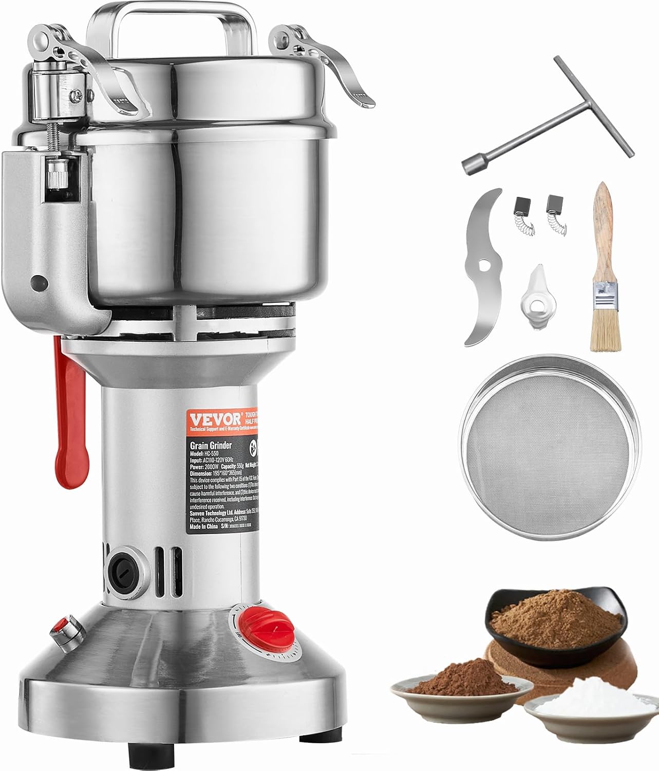 VEVOR 550g Electric Grain Mill Grinder for Spices and Grains