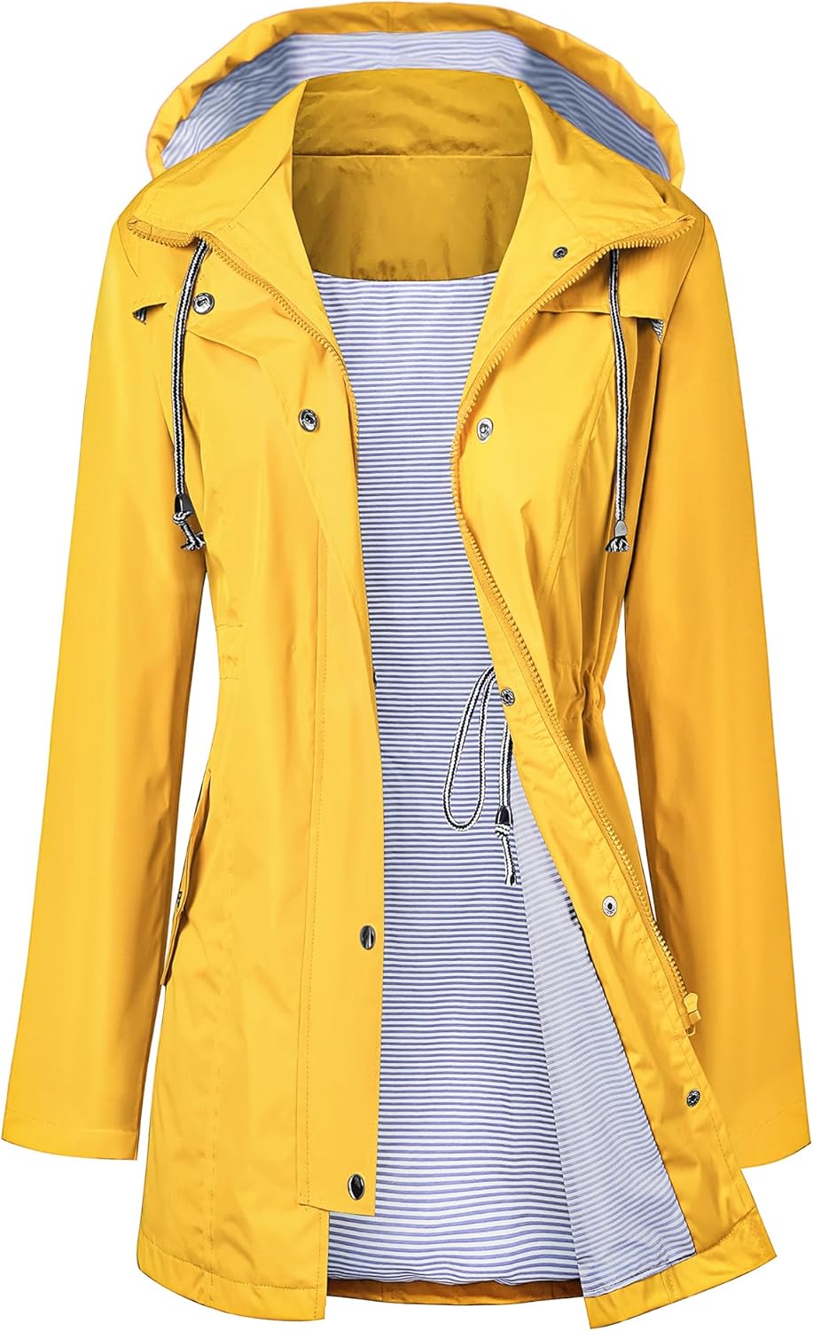 LOMON Women Waterproof Long Hooded Trench Coat for Travel