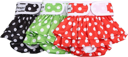 Avont 3 Pack Washable Female Dog Diapers - Heat Cycle & Incontinence Coverage
