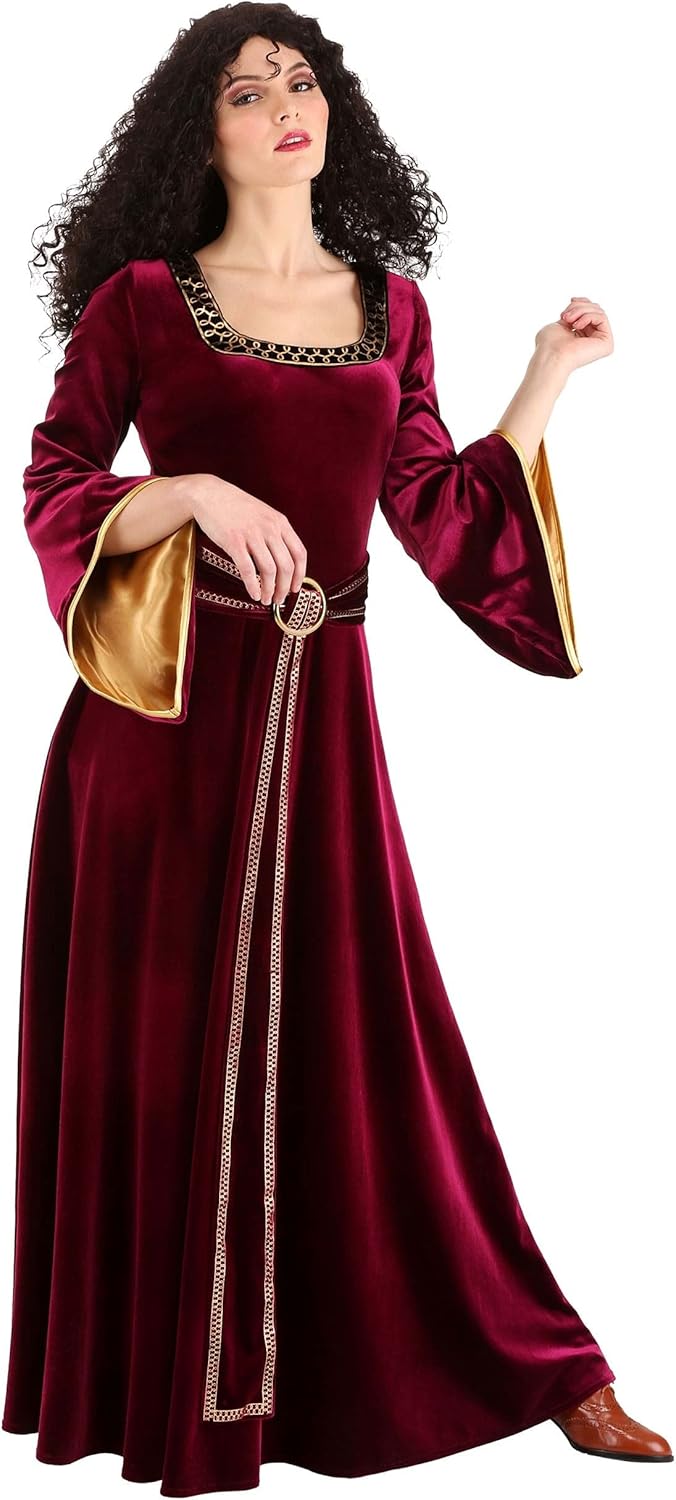 Disney Tangled Mother Gothel Costume for Adults - Dark Red Dress