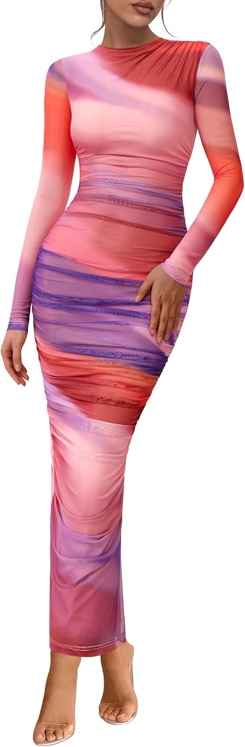 PRETTYGARDEN Women's Long Sleeve Maxi Dress for Fall Events