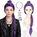 Purple Braid Wig for Kids Girls Toddlers with Long Braided Ponytail