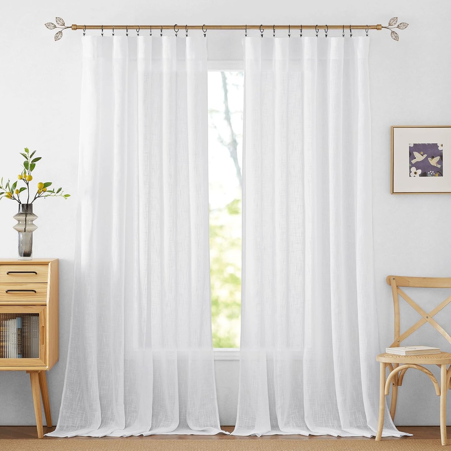 RYB HOME Extra Long Sheer Curtains for High Ceiling Windows