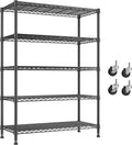 REIBII 5 Tier Adjustable Metal Storage Shelves with Wheels
