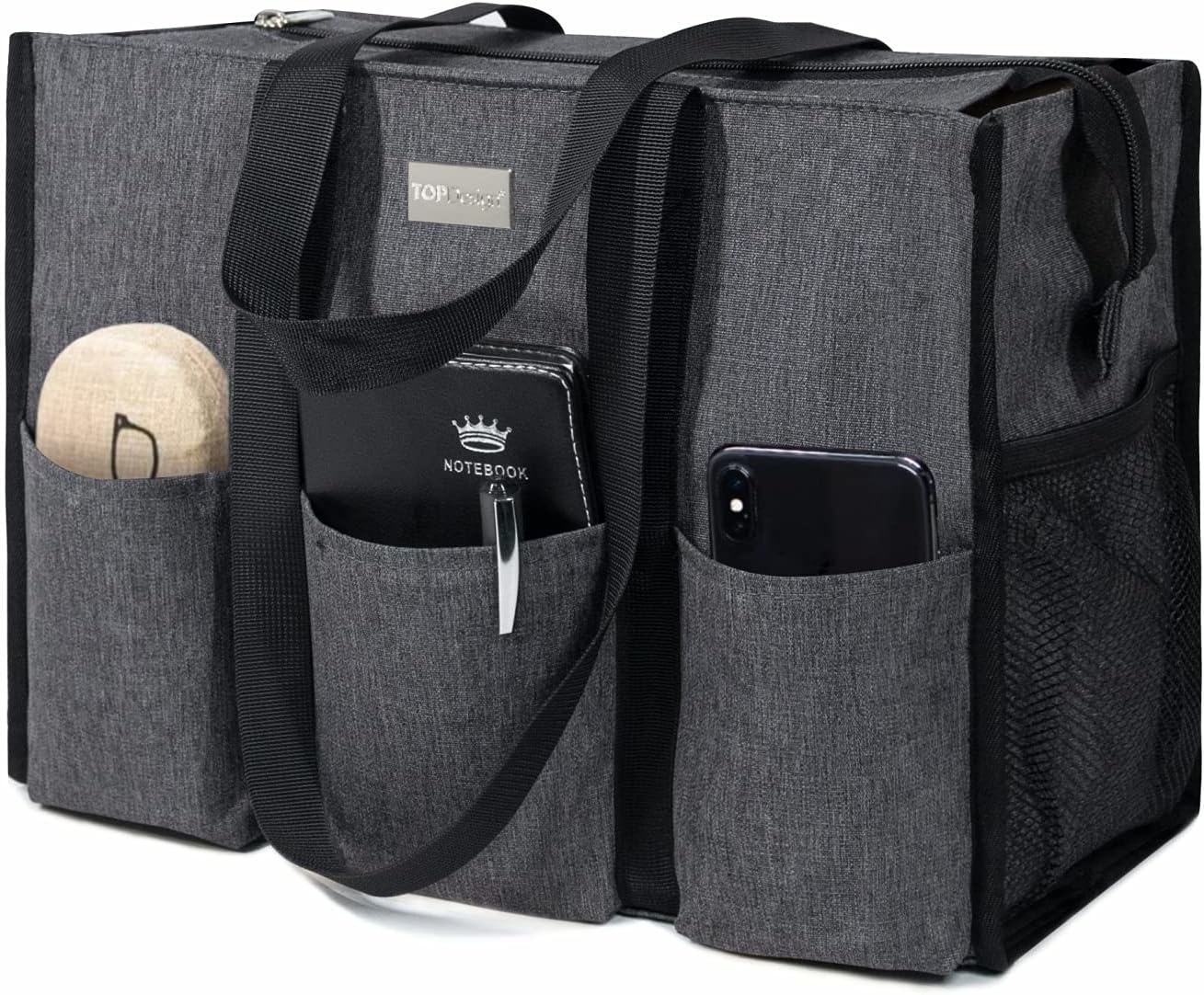 Utility Water Resistant Tote Bag with 13 Pockets for Women