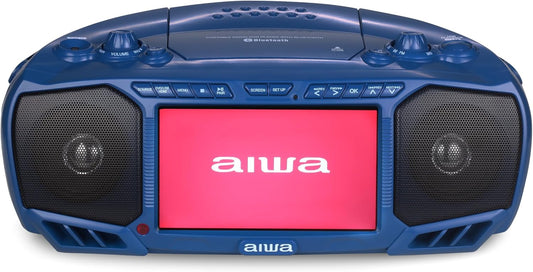 Aiwa Portable Boombox with Bluetooth and 7in LCD Display