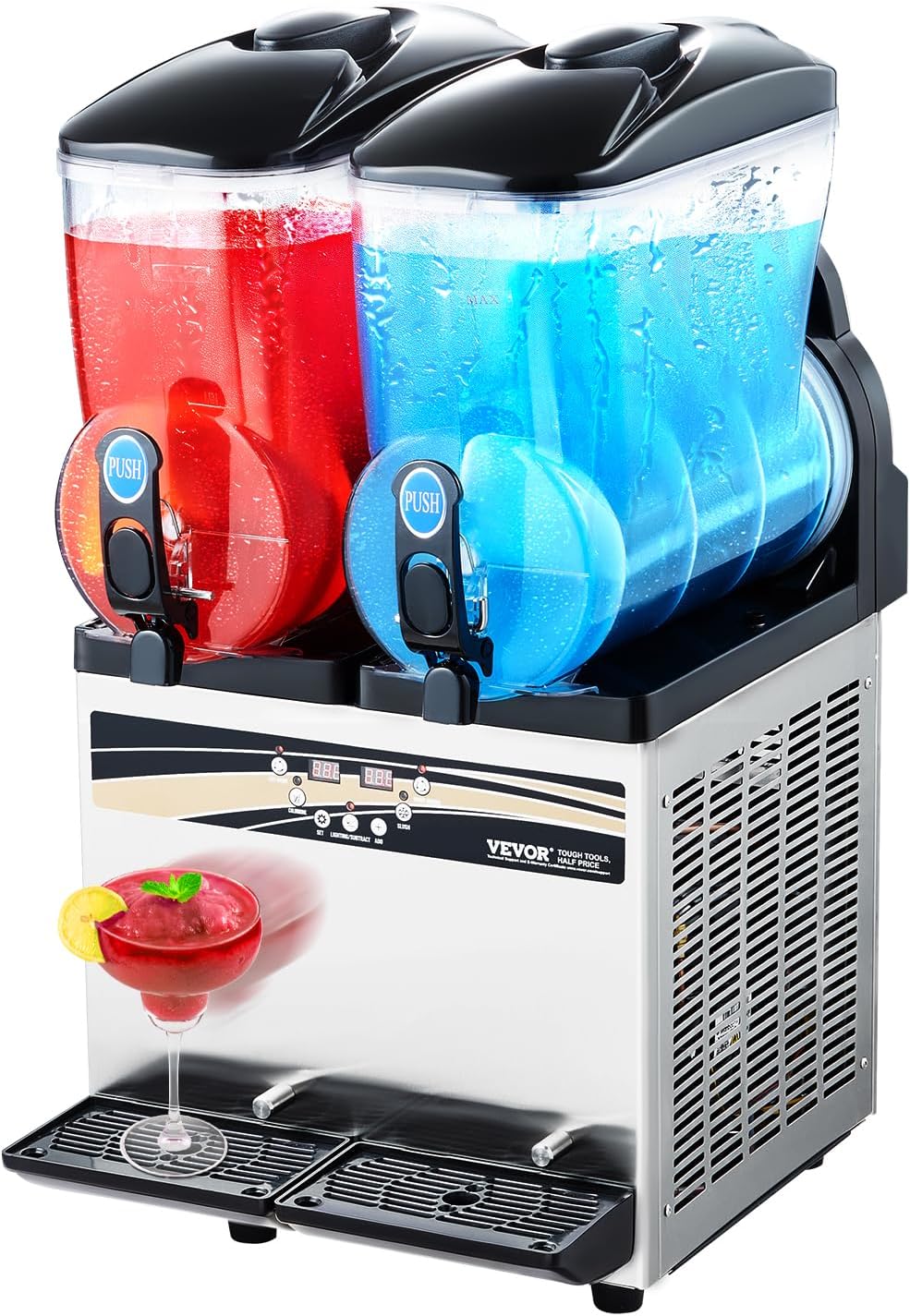 VEVOR Slushy Machine for Margaritas and Smoothies, 15Lx2