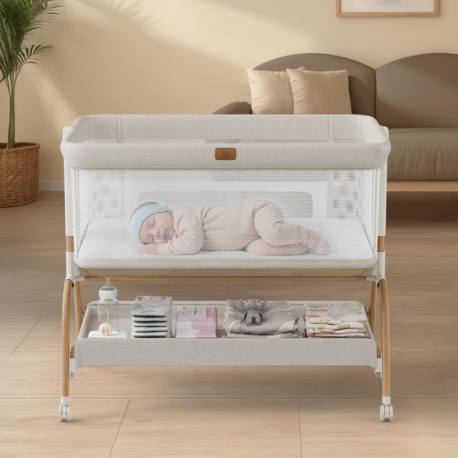 3-in-1 Baby Bassinet Bedside Sleeper for Newborns with Mattress