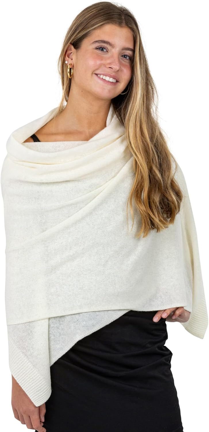 Velanio Cashmere Luxury Knitted Wrap Travel Shawl for Women