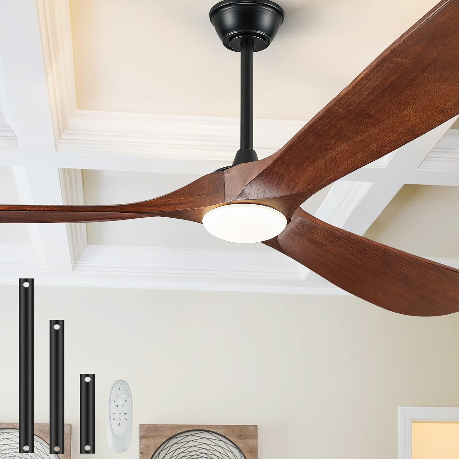52 Inch Ceiling Fan with Lights and Remote Control for Home