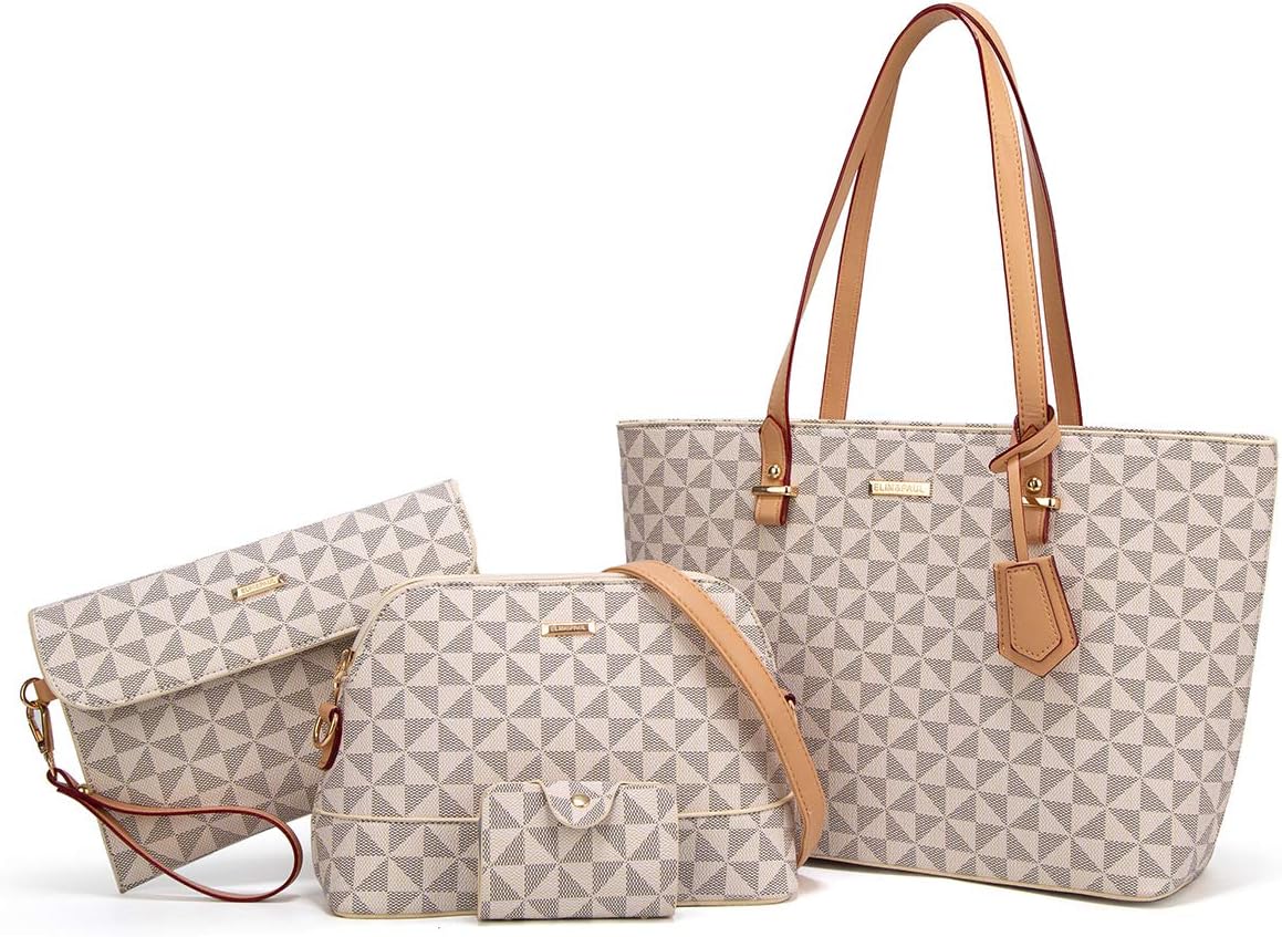 Women Fashion Synthetic Leather Handbags Tote Bag Set 4pcs