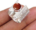 7MM Round Gemstone 925 Sterling Silver Floral Leaves Ring (Style 54DM)