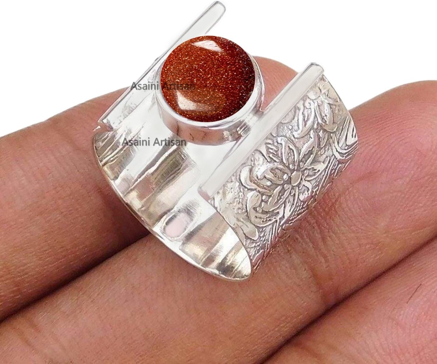 7MM Round Gemstone Sterling Silver Floral Gift Ring for Women