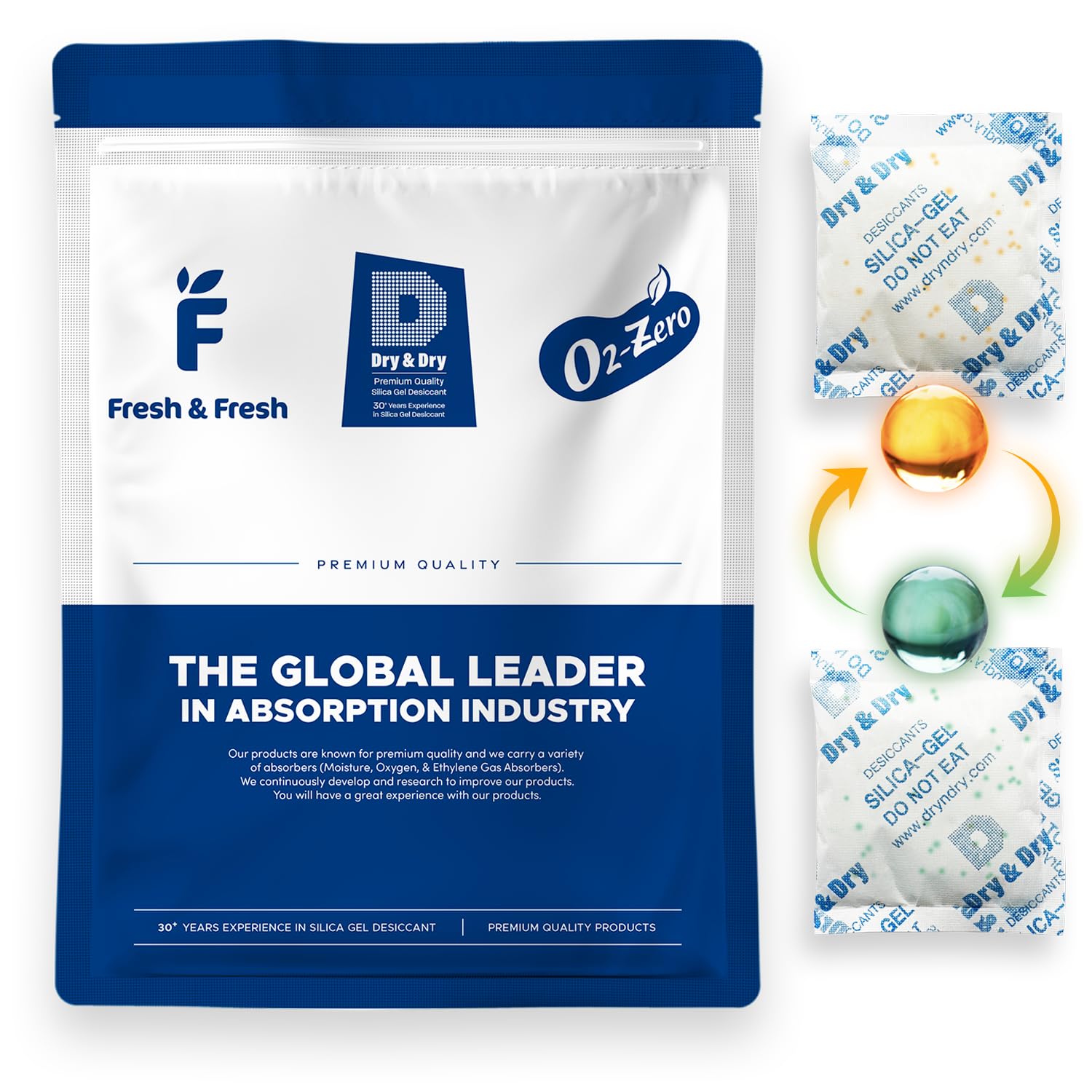 Dry & Dry Orange Indicating Silica Gel Packets for Food Storage