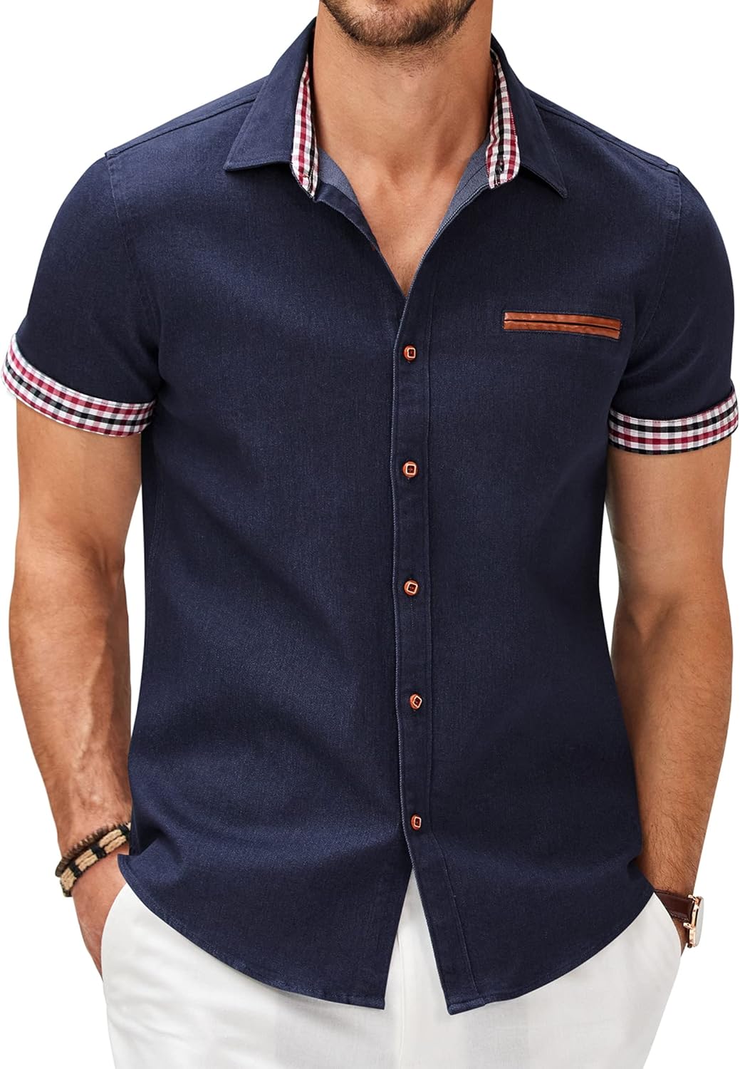 COOFANDY Men's Casual Cotton Short Sleeve Button Down Shirt