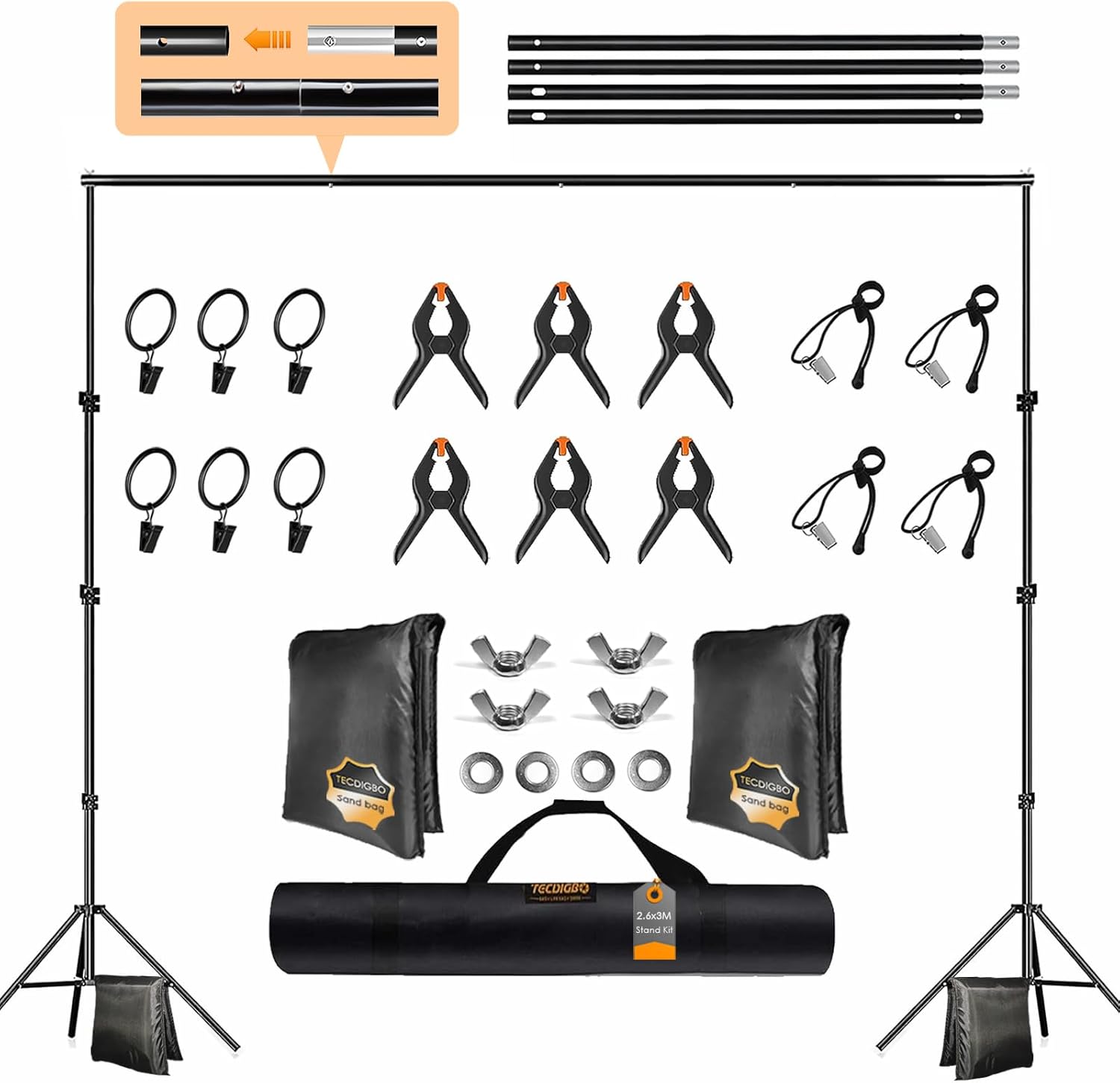 Backdrop Stand Photo Video Studio Kit for Events and Photoshoots