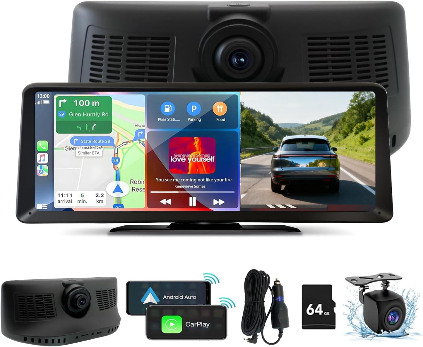 8.1in HD Carplay Screen with 2K Dash Cam for Safer Driving