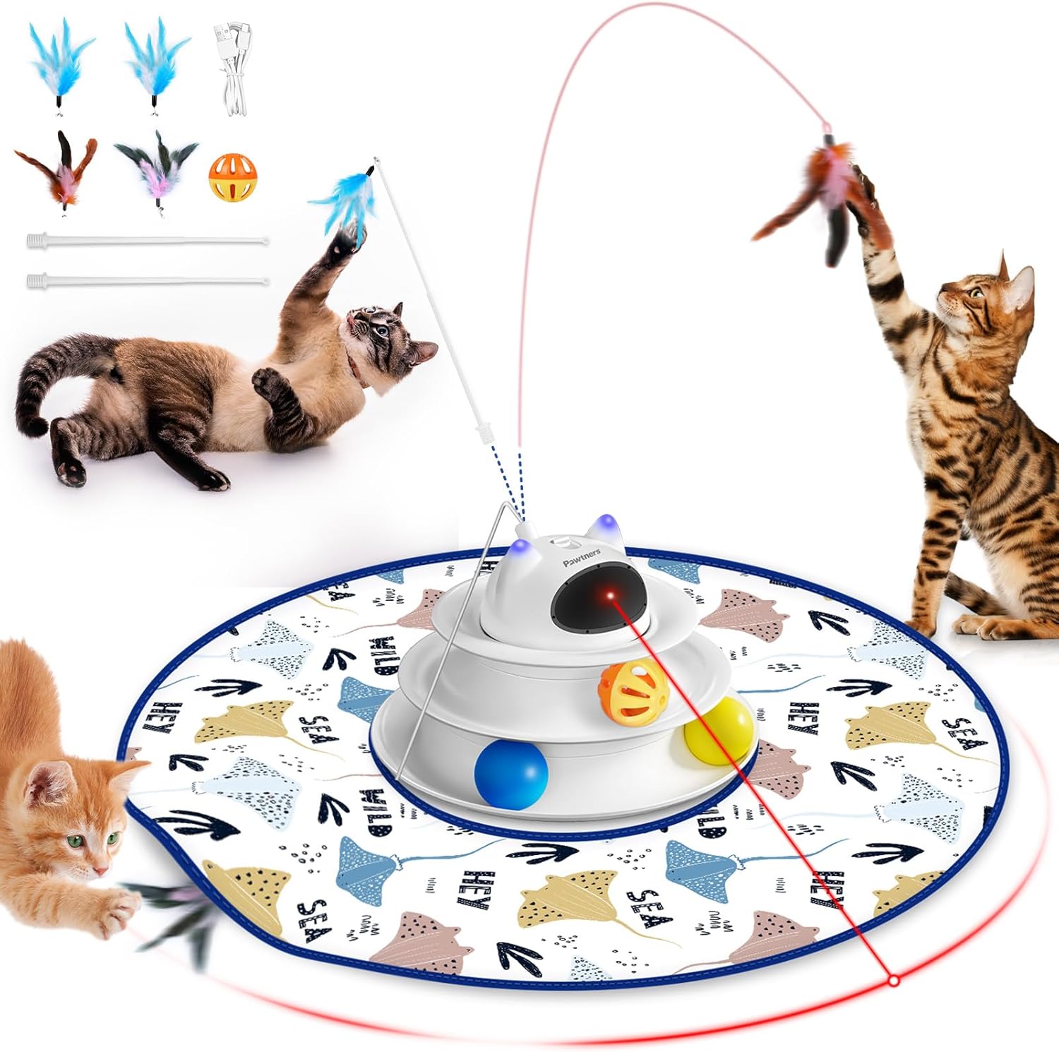 Interactive Cat Toy: 5 in 1 Automatic Fun for Indoor Cats