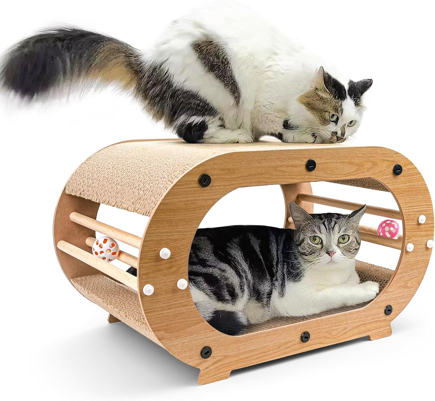 Large Cat Scratcher Bed with Ball Toy for Indoor Cats