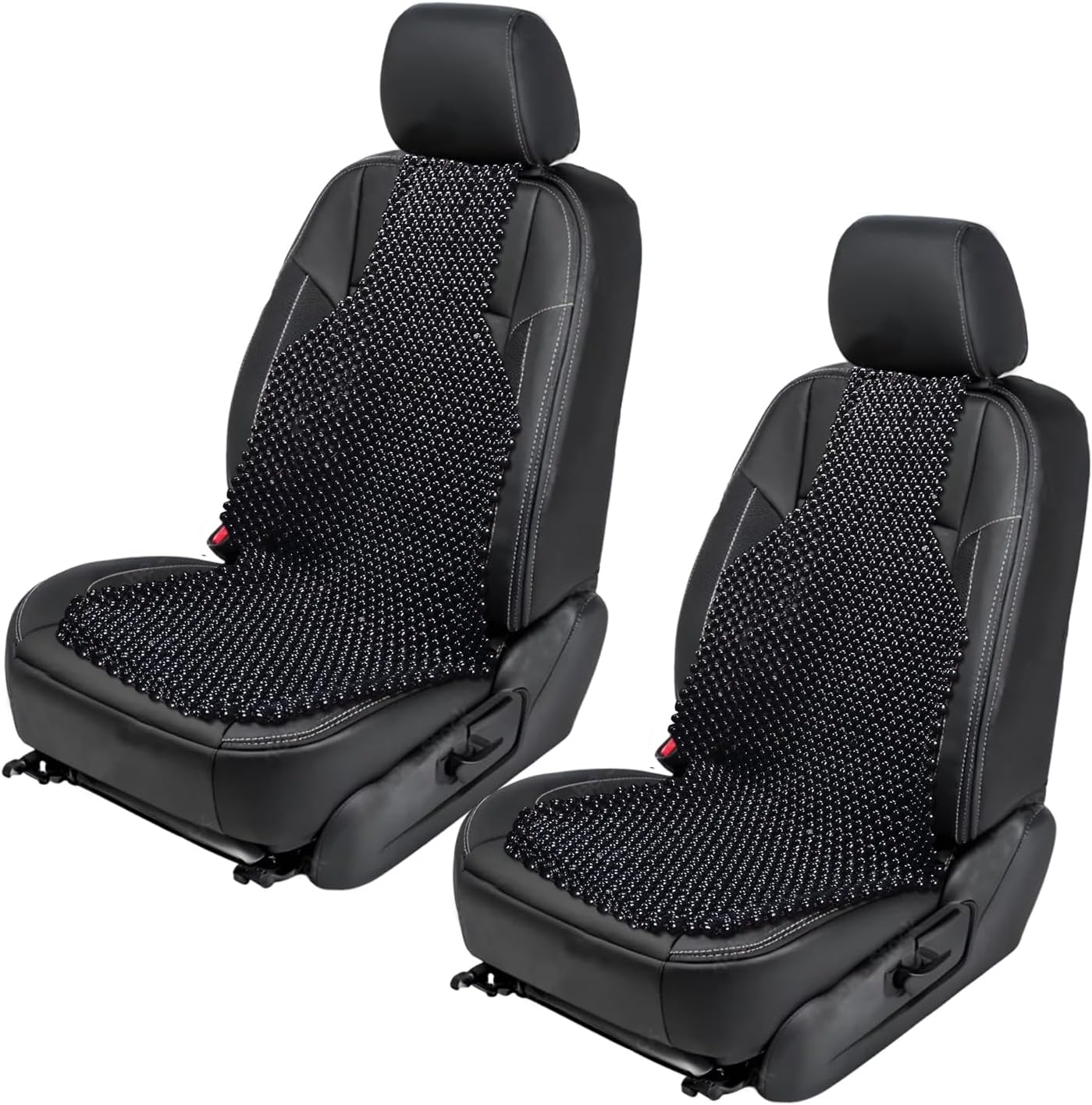 ZONETECH Black Wood Beaded Seat Cushion for Stress-Free Driving