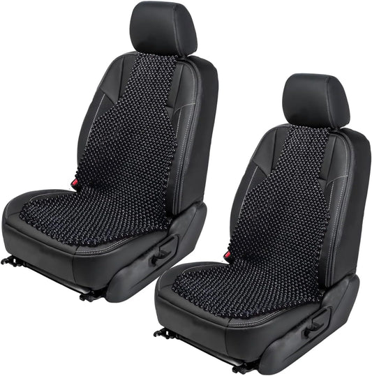 ZONETECH Black Wood Beaded Seat Cushion for Stress-Free Driving