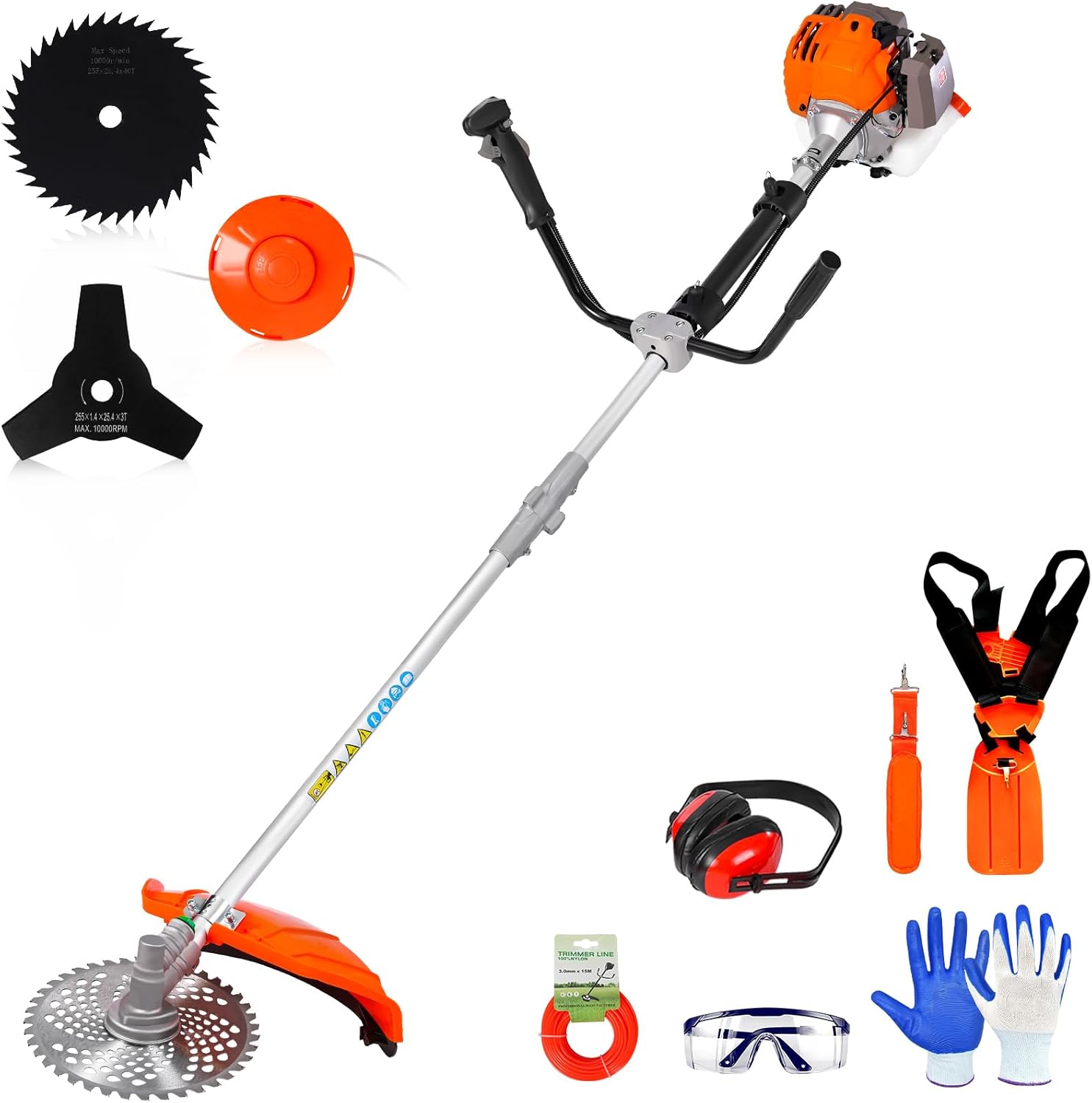 52cc Gas Weed Trimmer - 3-in-1 Brush Cutter and Mower