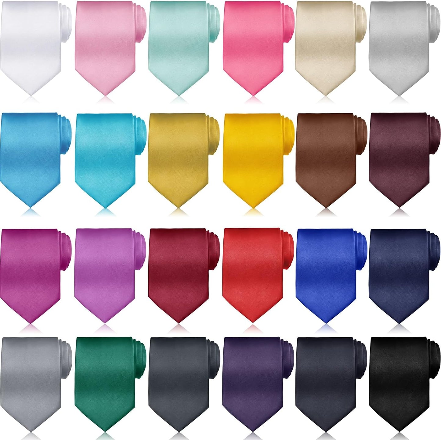 Syhood Solid Satin Ties Set for Men - 24 Colorful Neckties