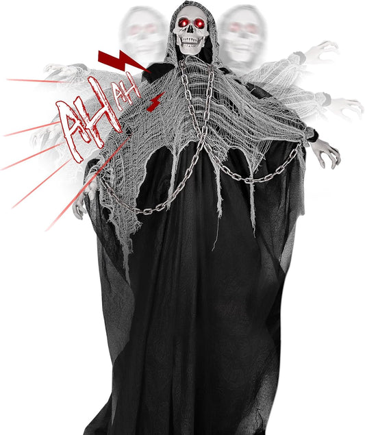 74 in Life Size Sound Activated Skeleton Ghost for Halloween Fun