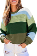 Color Block Cropped Sweater - Trendy Oversized Striped Pullover roomy