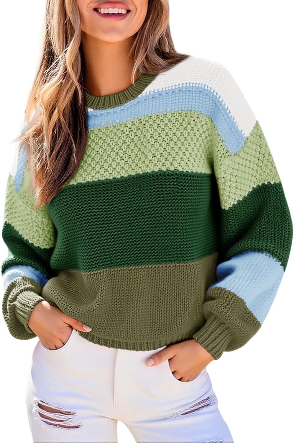 Trendy Color Block Cropped Sweater for Women - 2025 Style