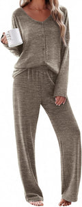 Ekouaer Womens Pajama Sets Button Up Long Sleeve Pjs (Style YLSF)