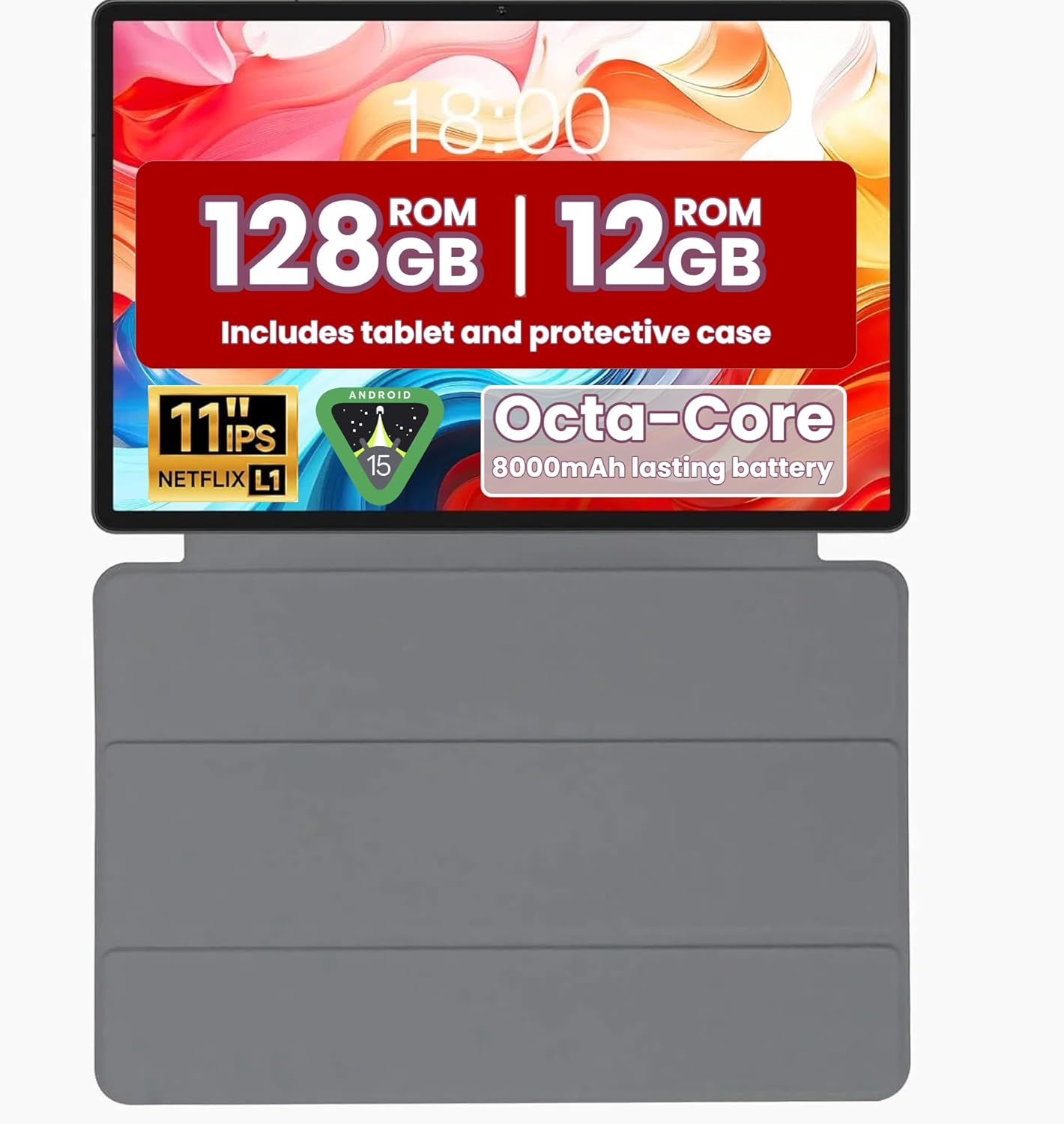 11 Inch Android Tablet with Octa-core Processor and 128GB Storage