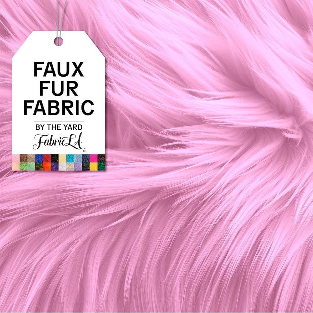 Luxurious Baby Pink Faux Fur Fabric for Crafting & Sewing