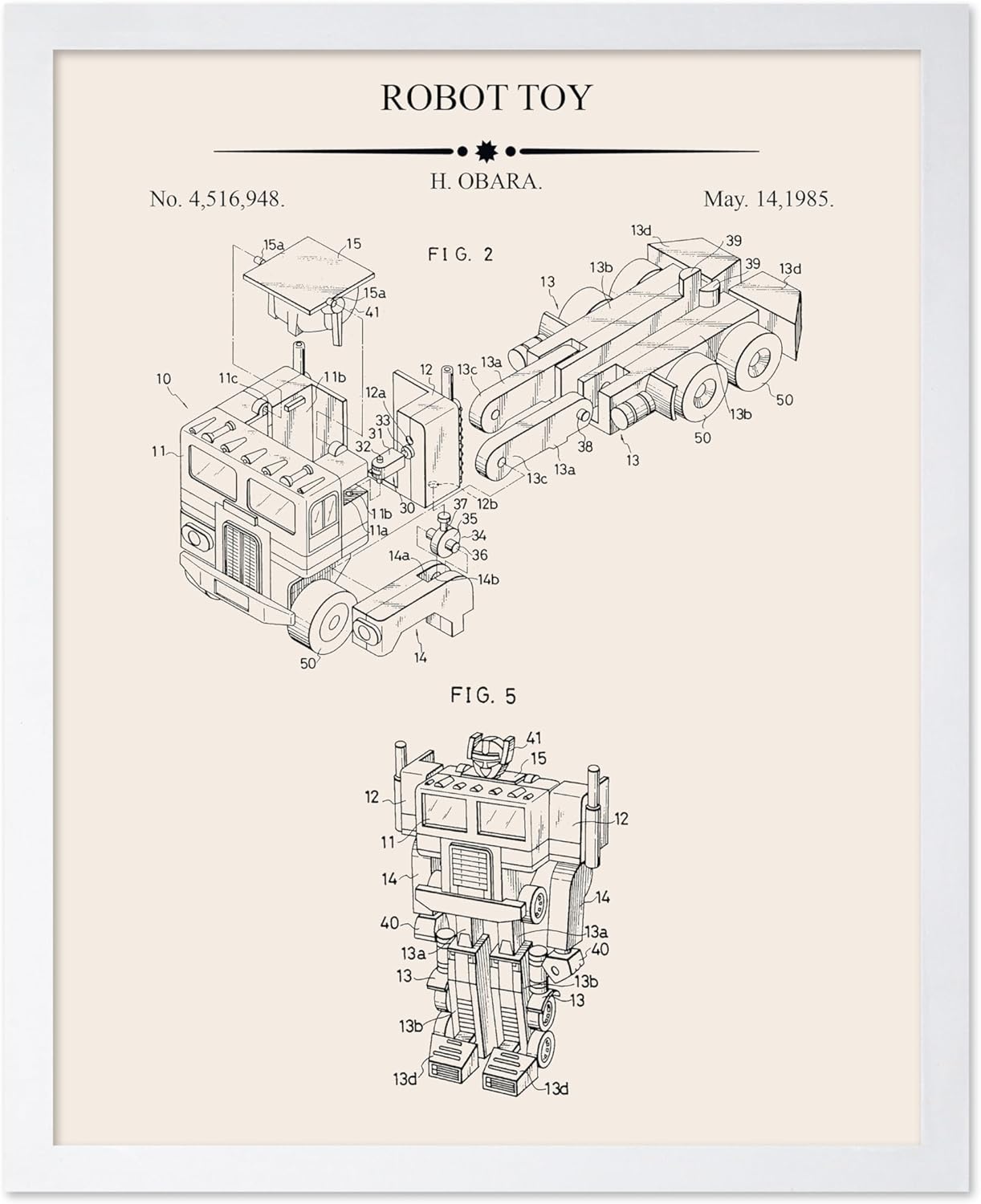 Optimus Blueprint Poster - Robot Toy Art