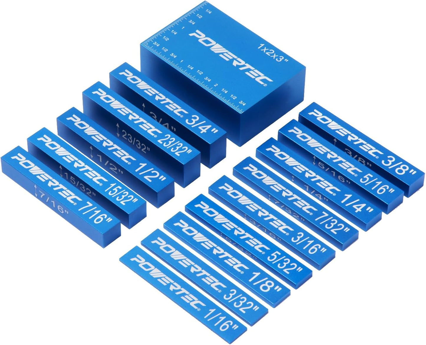 POWERTEC 15pcs Setup Blocks Height Gauge Set for Woodworking