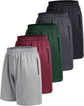 5 Pack Mens Athletic Basketball Shorts with Zipper Pockets