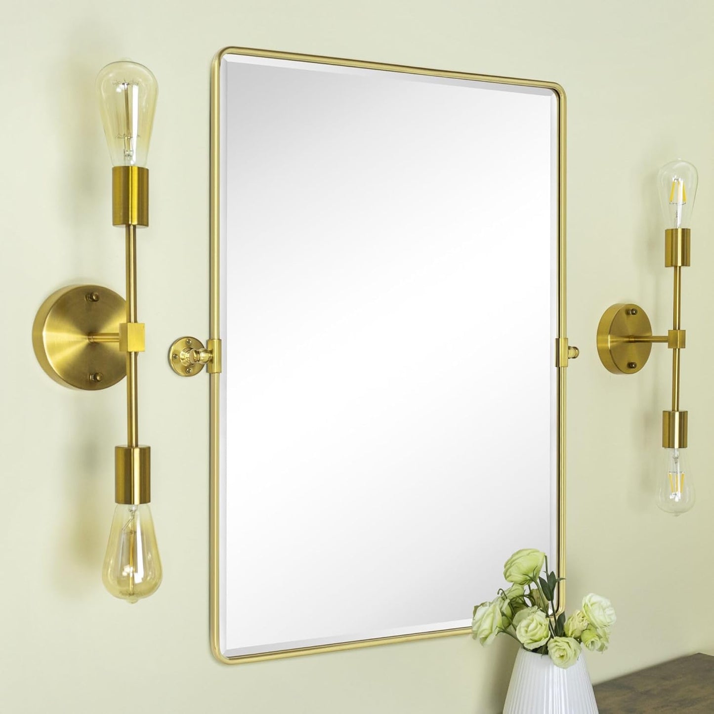 TEHOME Pivot Mirror Large Metal Framed Rectangle Vanity Mirror