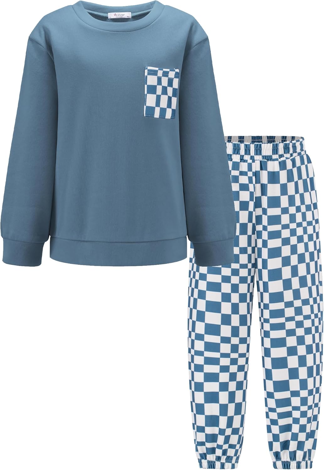 Arshiner Boys Fleece Colorblock Sweatshirt & Pants Set for Kids