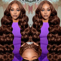 Chocolate Brown Lace Front Wig 220 Density Body Wave - Natural Look